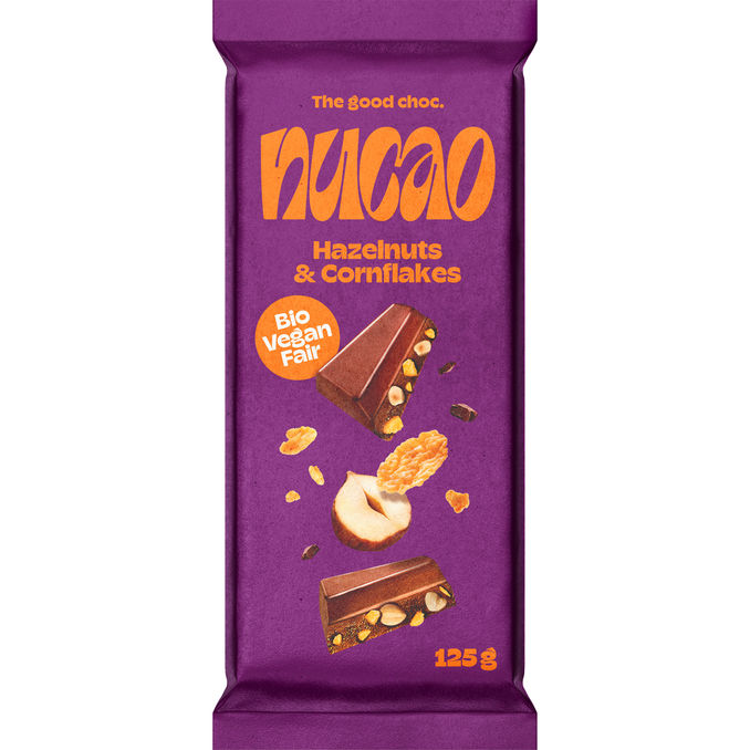 nucao Schokoladenkuvertüre Haselnüsse & Cornflakes