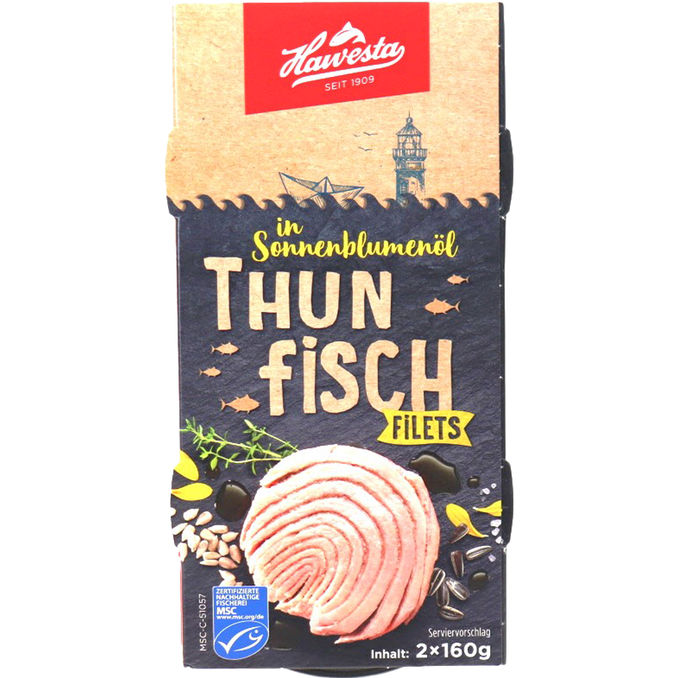 Hawesta Thunfischfilets in Sonnenblumenöl, 2er Pack