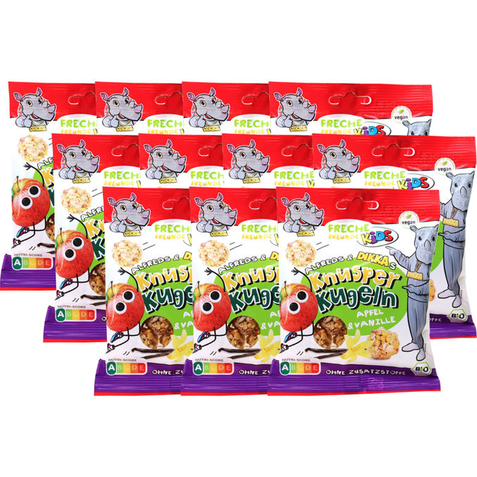 Freche Freunde Kids BIO Knusper Kugeln mit Apfel & Vanille, 11er Pack