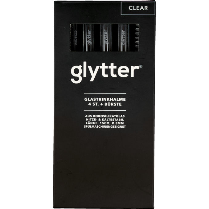Glytter Glastrinkhalme + Bürste