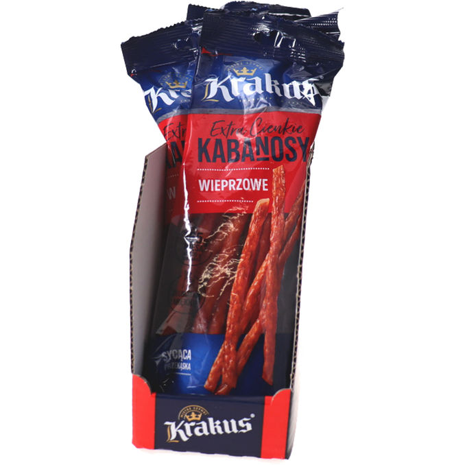 Krakus Kabanossi Wurstsnack Schwein Extra Dünn, 8er Pack