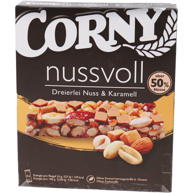 Corny Nussriegel mit Karamell, 4er Pack