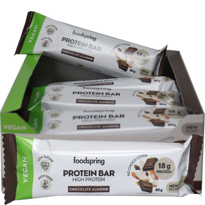 Foodspring Vegan Protein Bar Chocolate Almond, 12er Pack