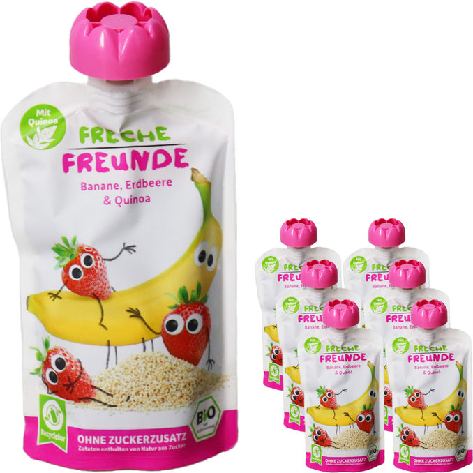 Freche Freunde BIO Quetschie Banane, Erdbeere & Quinoa, 6er Pack 