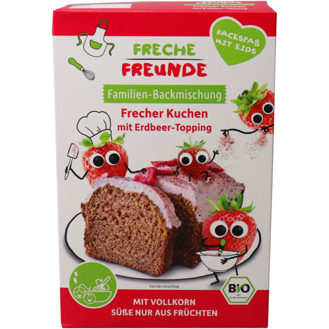 Freche Freunde BIO Kuchen-Backmischung mit Erdbeer-Topping