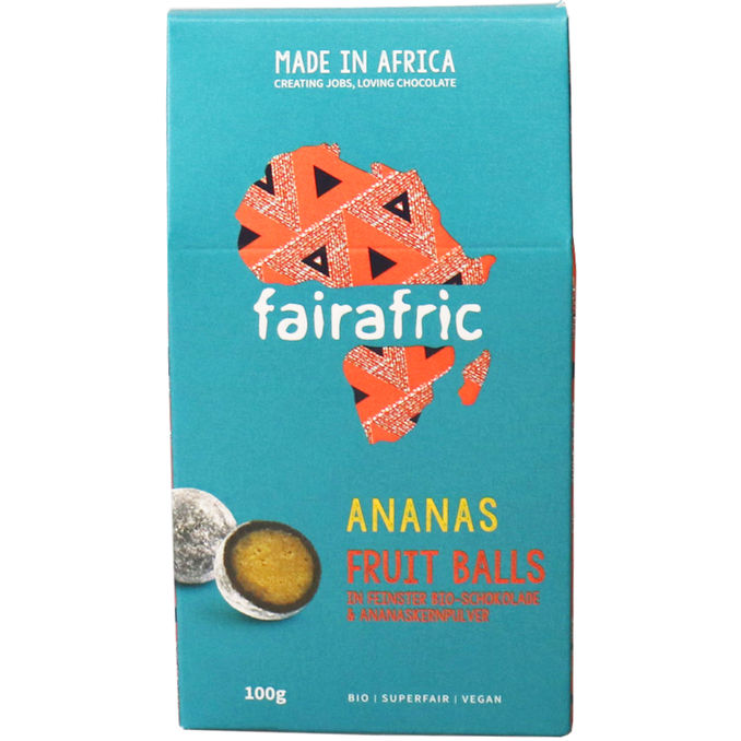 fairafric BIO Ananas Fruit Balls mit Zartbitterschokolade