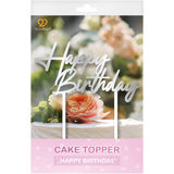 GoodBake INFO:Großer Cake Topper "Happy Birthday" (Silber)