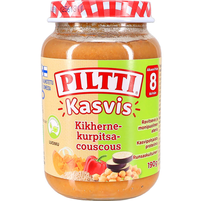 Piltti Lastenateria Kasvis Kikherne-kurpitsa-couscous 8kk Luomu