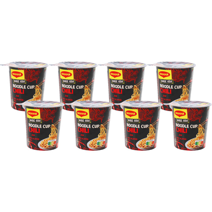 Maggi Instant Nudeln Chili Cup, 8er Pack
