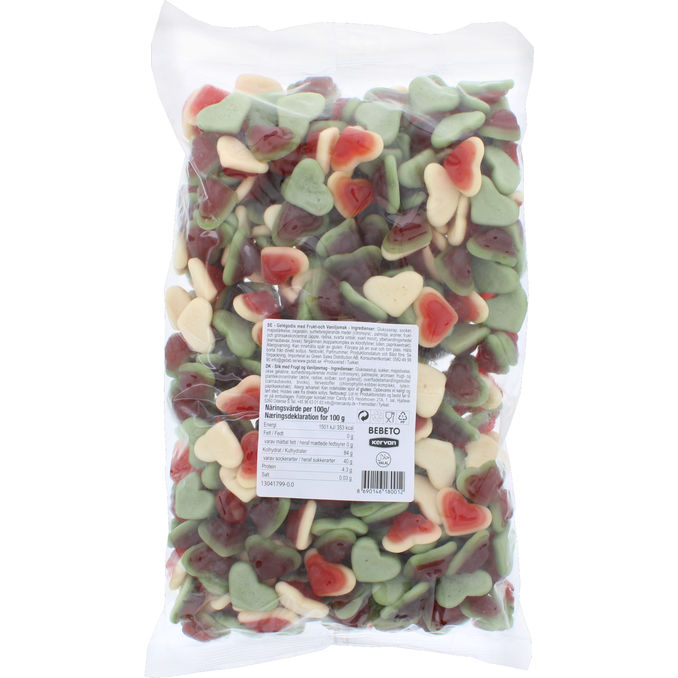 Bebeto Skumvingummi Hjerter 2 kg
