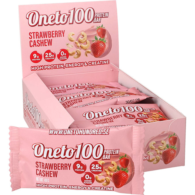 Oneto100 Proteinbar Strawberry-Cashew 12-pack