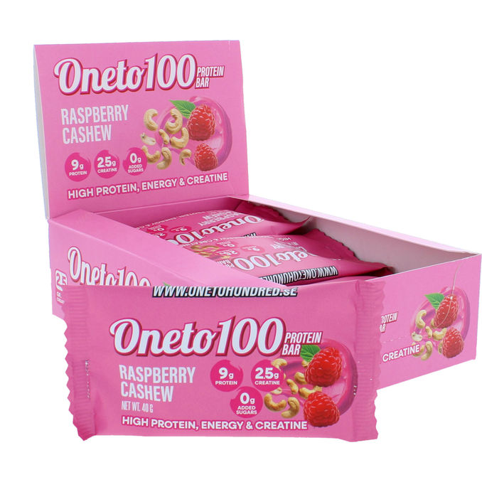 Oneto100 Proteiinipatukka Vadelma & Cashew 12-pack