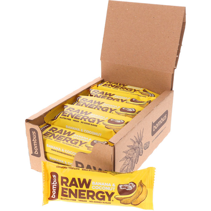 Bombus Raw Energy Energibarer Banan & Kokosnød 20-pak