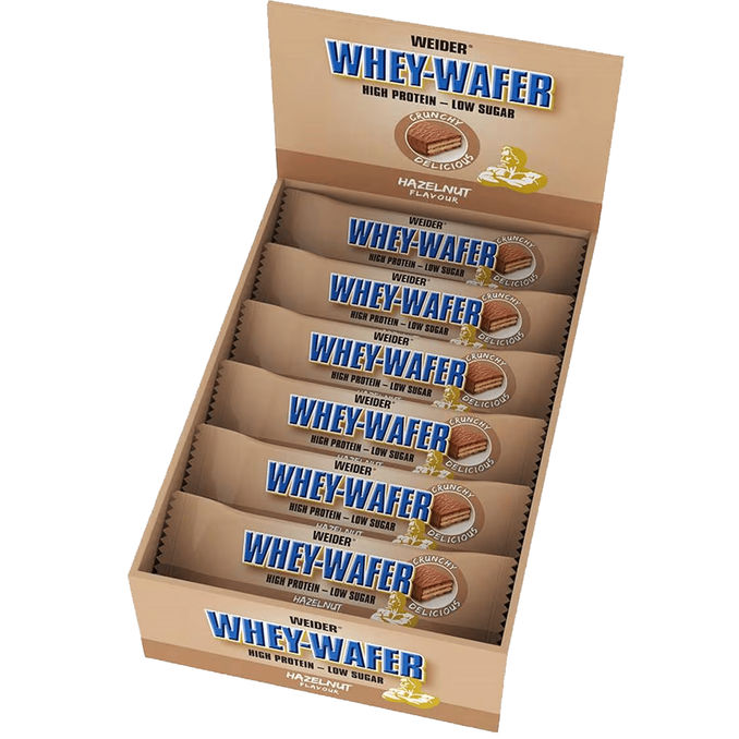 Weider Proteinriegel Waffel Haselnuss, 12er Pack