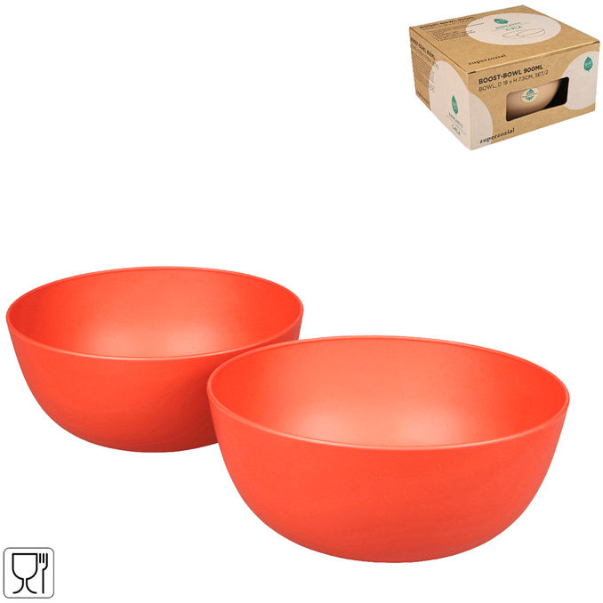 Zuperzozial Rote Schale aus Biokunststoff, 2er-Set