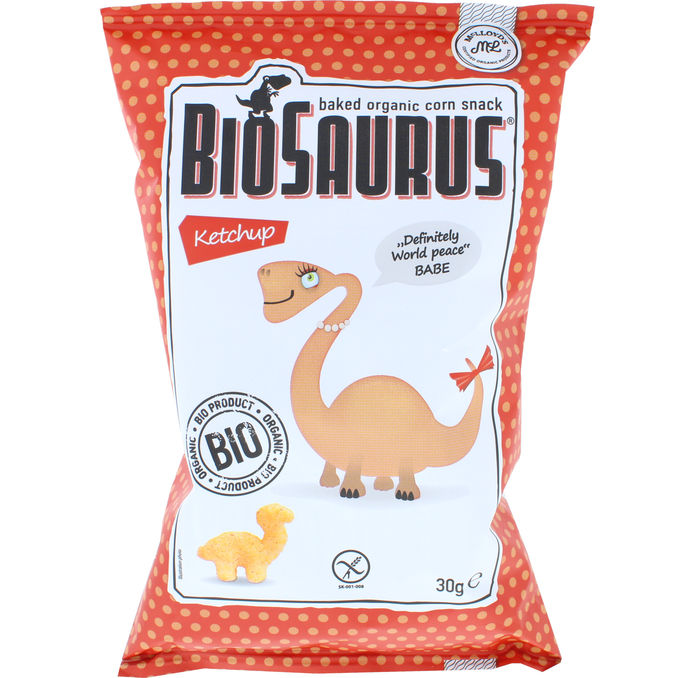 BioSaurus Maissisnacksit Ketchup Luomu
