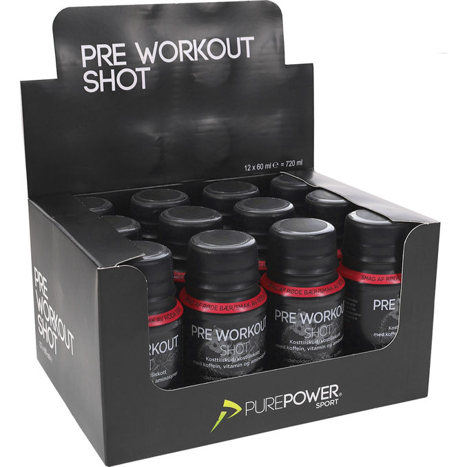 PurePower Sport Pre-workout shots Røde Bær 12-pak