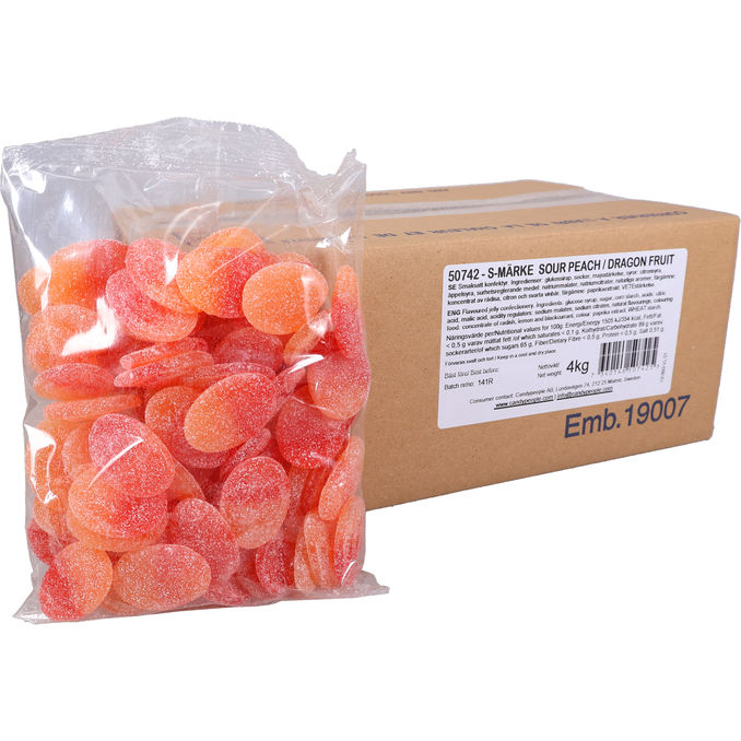 S-Märke Sour Peach & Dragonfruit Vingummier 4 kg