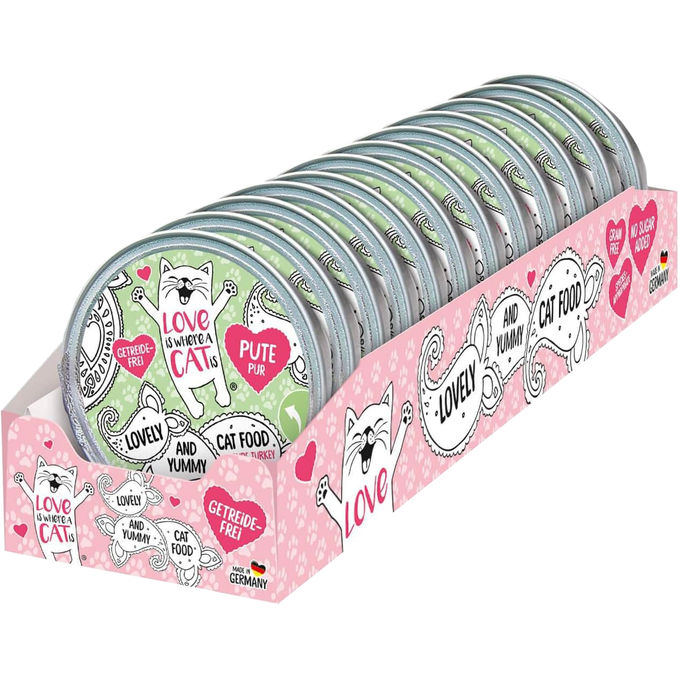 Love is where a cat is Katzenfutter Pute, 12er Pack