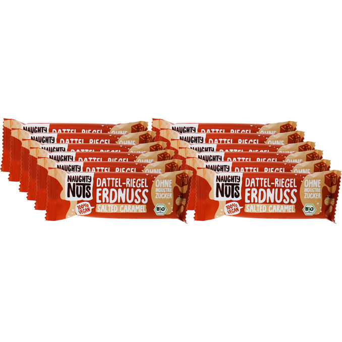 Naughty Nuts BIO Dattel-Riegel Erdnuss Salted Caramel, 12er Pack