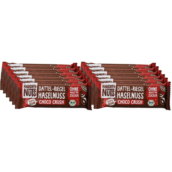 Naughty Nuts BIO Veganer Dattel-Haselnuss-Riegel Choco Crush,12er Pack
