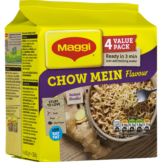 Maggi Instant Nudler Chow Mein Smag 4-pak