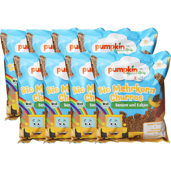Pumpkin Organics BIO Mehrkorn Churros Banane & Kakao, 8er Pack