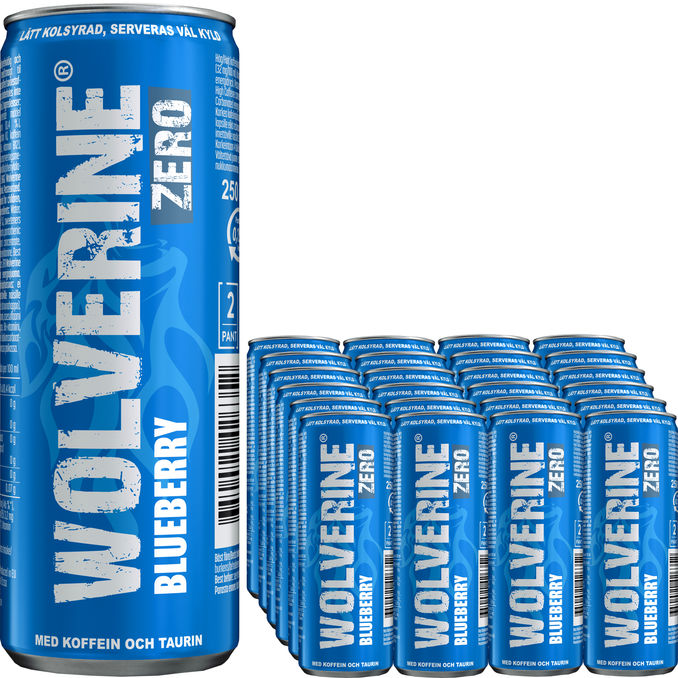 Wolverine Energidryck Blåbär Sockerfri 24-pack