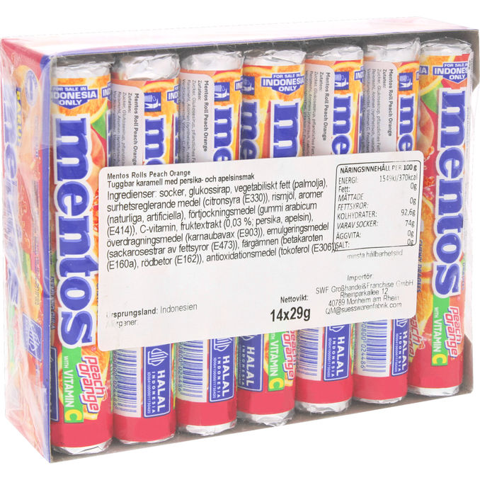 Mentos Rullar Peach Orange 14-pack 
