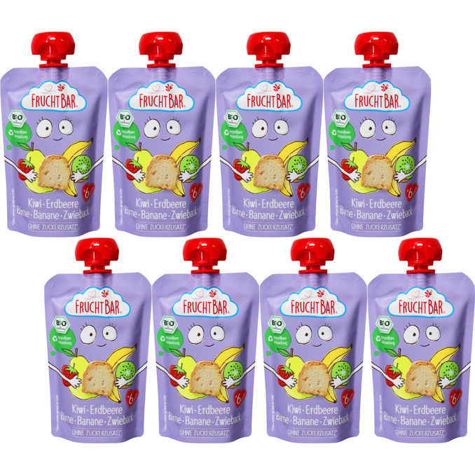 Fruchtbar BIO Fruchtpüree Kiwi, Erdbeere & Zwieback, 8er Pack