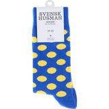 Svensk husman Strumpor Blå/Gul Prickig Stl. 36-40