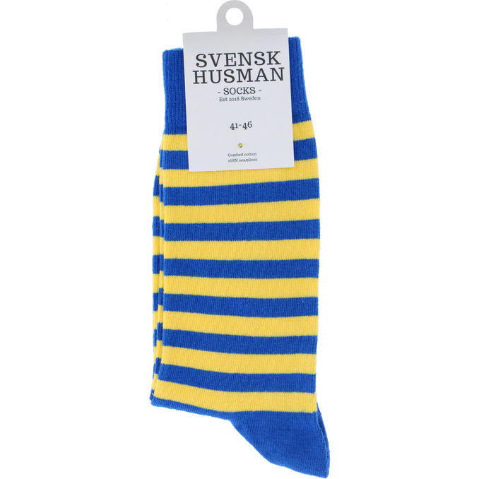 Svensk husman Strumpor Blå/Gul Randig Stl. 41-46