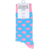 Svensk husman Strumpor Rosa/Turkos Prickig Stl. 36-40