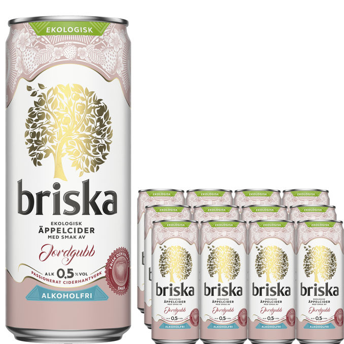 Briska Äppelcider Jordgubb 0,5% 12-pack