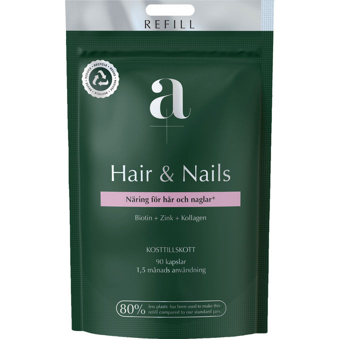 A+ Hair & Nails Kosttilskud 90 Kapsler Refill