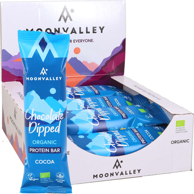 Moonvalley Proteiinipatukat Chocolate-Dipped Cocoa 12-pack