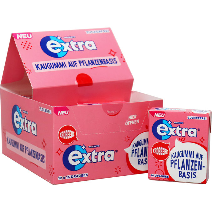 Extra Kaugummi Erdbeere Zuckerfrei, 12er Pack