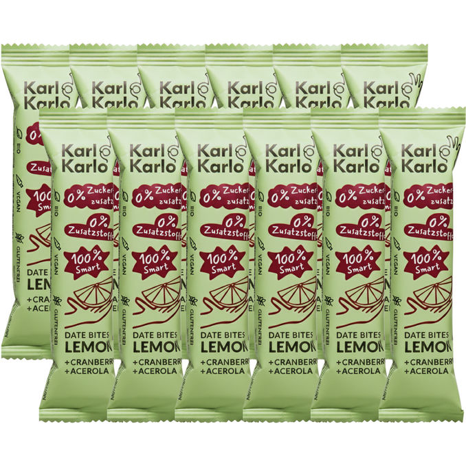 Karl Karlo BIO Dattel-Zitrone-Riegel, 12er Pack