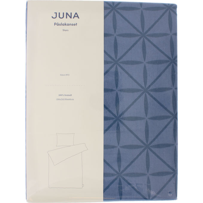 JUNA Stars Påslakanset Blå 150x210cm