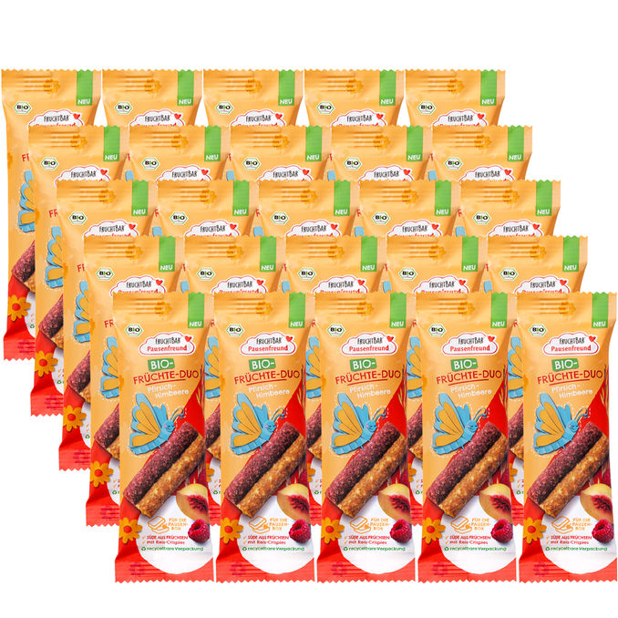 Fruchtbar BIO Früchte-Duo Pfirsich-Himbeere, 25er Pack