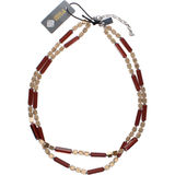 Pipol Halsband Pärlor Plommon & Guld