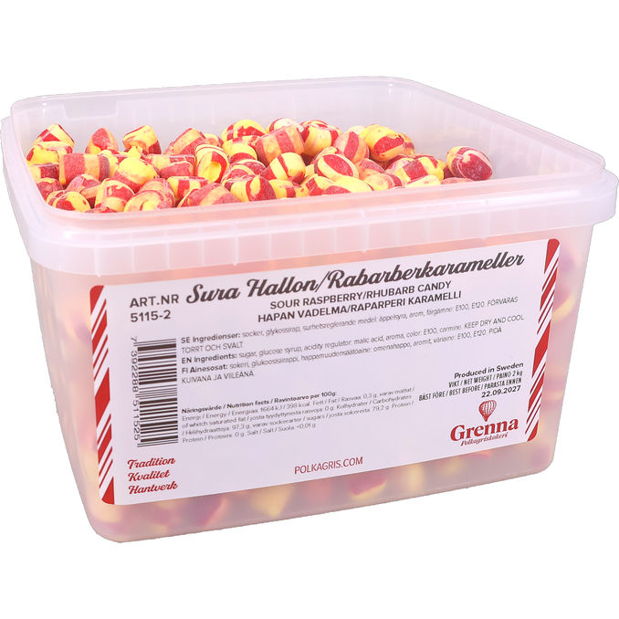 Grenna Polkagriskokeri Makeiset Vadelma- & Raparperi