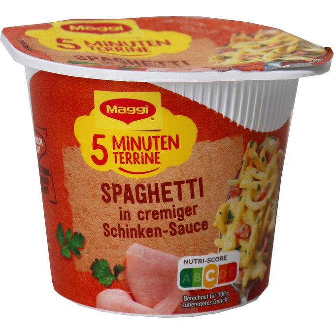 Maggi 5 Minuten Terrine, Spaghetti in Schinken Sauce