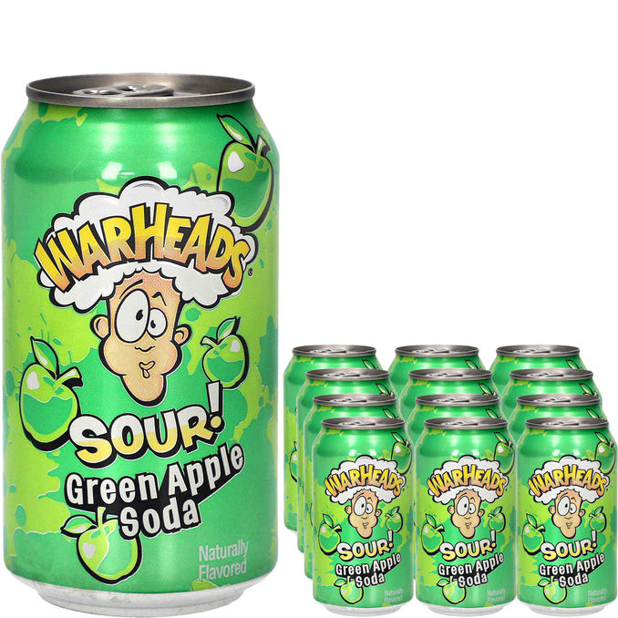 Warheads Soda Sour Green Apple, 12er Pack (EINWEG) zzgl. Pfand