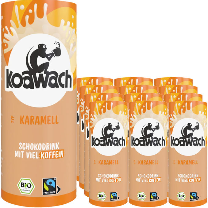 Koawach BIO Schokodrink mit Koffein & Karamell, 12er Pack