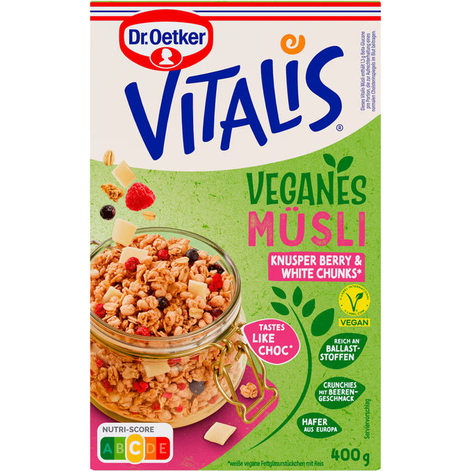 Dr. Oetker Veganes Knuspe-Müsli Berry & White Chunks