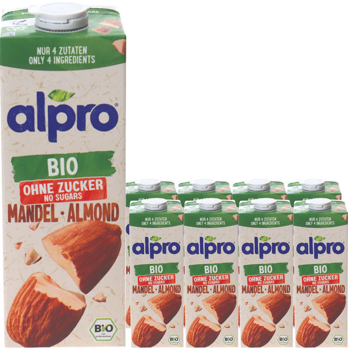 Alpro BIO Mandeldrink Ohne Zucker, 8er Pack