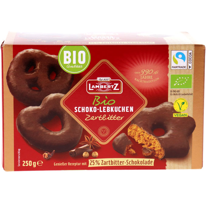 Lambertz BIO Schoko-Lebkuchen Zartbitter Herzen, Sterne & Brezeln