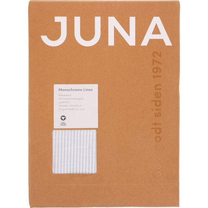 JUNA Sengesæt Striber Blå/Hvid 220x220 cm