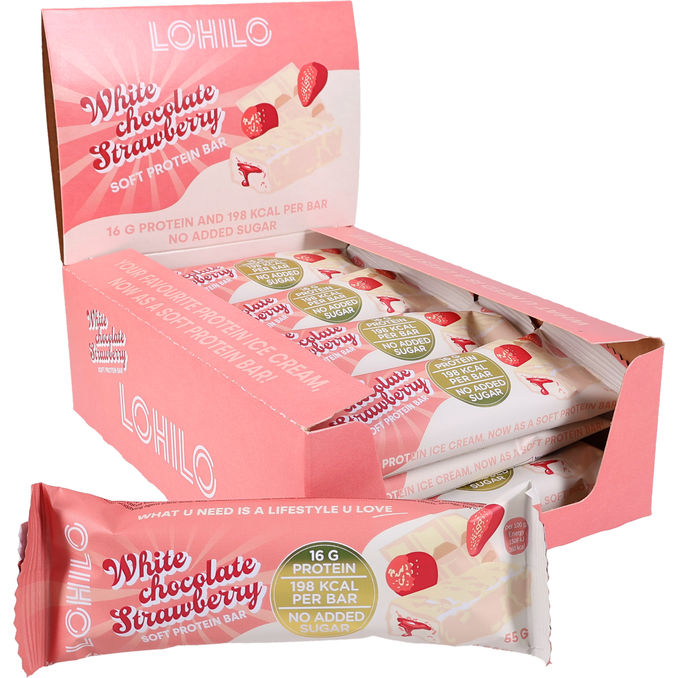 Lohilo Proteinbarer White Chocolate Strawberry 12-pak